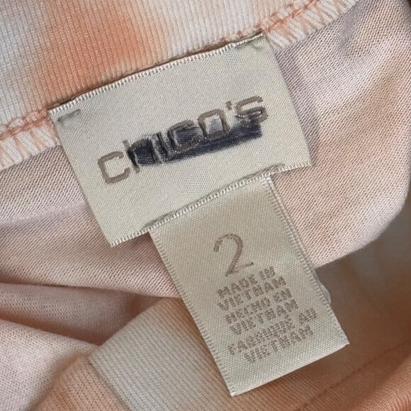 Chicos 2 Tie-Dye Maxi Skirt Size large  Peach  White Long Flowing knit womens - Picture 3 of 9